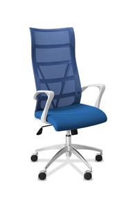 Кресло для руководителя Топ X белый каркас, сетка/ткань TW / синяя/голубая в Чебоксарах