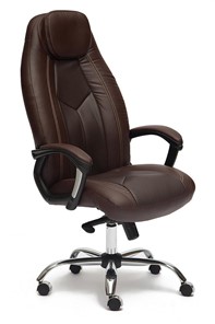 Кресло офисное BOSS Lux, кож/зам, коричневый/коричневый перфорированный, арт.9816 в Чебоксарах