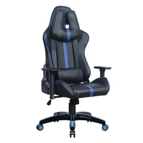 Кресло офисное BRABIX "GT Carbon GM-120", две подушки, экокожа, черное/синее, 531930 в Чебоксарах