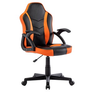 Кресло компьютерное BRABIX "Shark GM-203", экокожа, черное/оранжевое, 532513 в Чебоксарах
