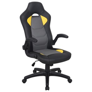 Кресло офисное BRABIX "Skill GM-005", откидные подлокотники, экокожа, черное/желтое, 532494 в Чебоксарах
