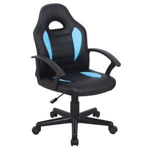 Кресло офисное BRABIX "Spark GM-201", экокожа, черное/голубое, 532505 в Чебоксарах