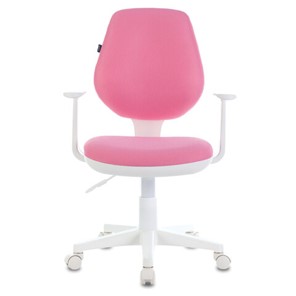 Кресло компьютерное Brabix Fancy MG-201W (с подлокотниками, пластик белый, розовое) 532409 в Чебоксарах