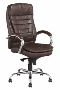 Офисное кресло ДамОфис J 9031-1 экокожа /хром, коричневый в Чебоксарах