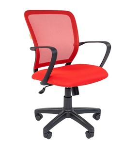 Кресло компьютерное CHAIRMAN 698 black TW-69, ткань, цвет красный в Чебоксарах