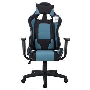 Офисное кресло Brabix GT Racer GM-100 (две подушки, ткань, черное/голубое) 531818 в Чебоксарах