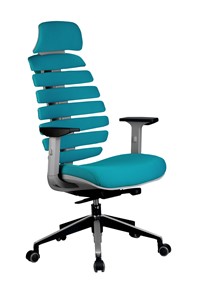 Кресло компьютерное Riva Chair SHARK (Лазурный/серый) в Чебоксарах
