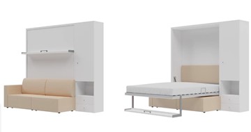 Кровать-шкаф трансформер Кровать-трансформер Smart (КД 1400+ШП), шкаф правый, левый подлокотник в Чебоксарах