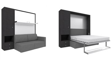 Подъемная кровать Кровать-трансформер Smart (ШЛ+КД 1400), шкаф левый, правый подлокотник в Чебоксарах