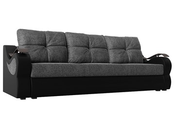 Прямой диван Меркурий еврокнижка, Серый/черный (рогожка/экокожа) в Чебоксарах