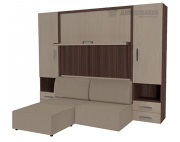 Кровать подъемная Кровать-трансформер Smart (ШЛ+КД 1600+ШП+Пуф), 2 шкафа, без подлокотников в Чебоксарах