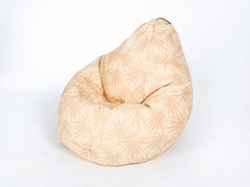 Кресло-мешок Груша среднее, жаккард, бежевые листья в Чебоксарах