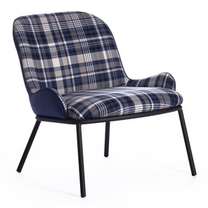 Кресло DUKEN (mod. 0179322) металл/ткань, 79х59х66 см, синий/синяя шотландка/черный в Чебоксарах