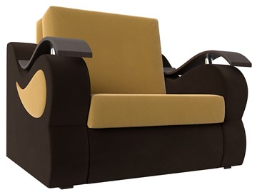 Раскладное кресло Меркурий (60), Желтый\коричневый (Микровельвет\Экокожа) в Чебоксарах