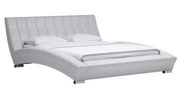 Кровать в спальню Оливия 160 арт. Марика 483 к/з (белый) с основанием в Чебоксарах