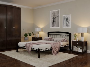 Кровать в спальню Муза 4 Лайт, 1600, черный/шоколад в Чебоксарах