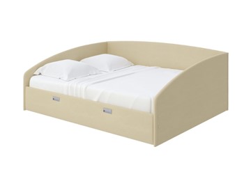 Спальная кровать Bono 160х200, Велюр (Forest 4 Бежевый) в Чебоксарах