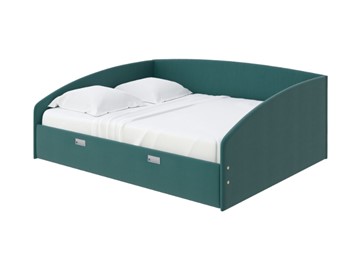 Двуспальная кровать Bono 160х200, Велюр (Forest 560 Морская волна) в Чебоксарах