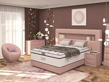 Кровать Smart/Podium M 160х200, Флок (Велсофт Винтажный розовый) в Чебоксарах