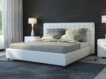 Кровать спальная Corso-3 160х200, Экокожа (Белый) в Чебоксарах
