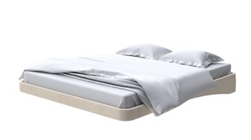 Кровать двуспальная парящая 160х200, Велюр (Ultra Песочный) в Чебоксарах