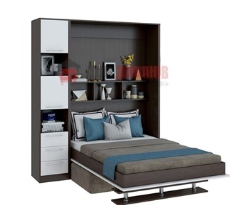 Кровать-шкаф с диваном Бела 1, с полкой ножкой с 1 пеналом, 1600х2000, венге/белый в Чебоксарах