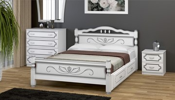 Кровать с выкатными ящиками Карина-5 (Белый Жемчуг) 160х200 в Чебоксарах