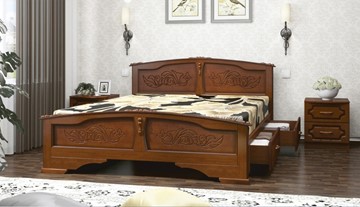 Кровать с выкатными ящиками Елена (Орех) 140х200 в Чебоксарах