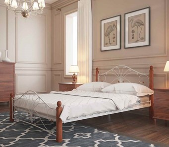 Двуспальная кровать Фортуна 1, 1600, белый/махагон в Чебоксарах