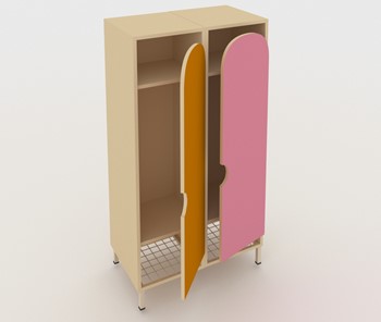 Детский двухдверный шкаф ШГС2 Беж + Розовый+Оражневый в Чебоксарах