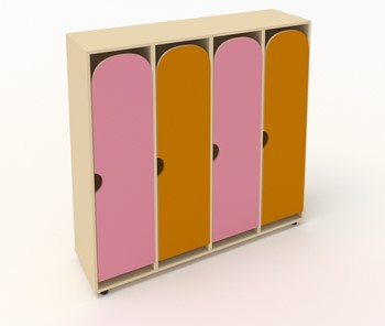 Детский распашной шкаф ШГ4У Беж+Оранжевый+Розовый в Чебоксарах