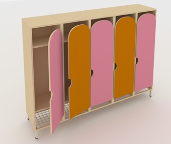 Детский шкаф ШГС5 Беж +Оранжевый + Розовый в Чебоксарах