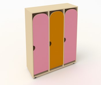 Детский распашной шкаф ШГ3 Беж+Розовый+Оранжевый в Чебоксарах