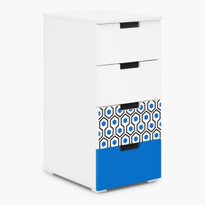 Тумба с ящиками Svogen 4 ящика, сине-белый/соты синие в Чебоксарах
