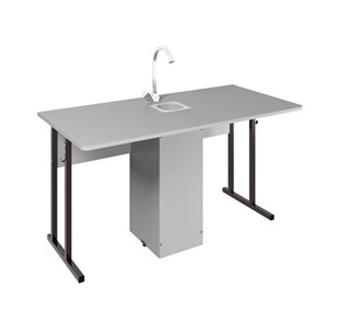 Детский стол 2-местный для кабинета химии Стандарт 5, Пластик Серый/Коричневый в Чебоксарах