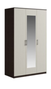 Шкаф 3 двери Genesis Светлана, с зеркалом, венге/дуб молочный в Чебоксарах