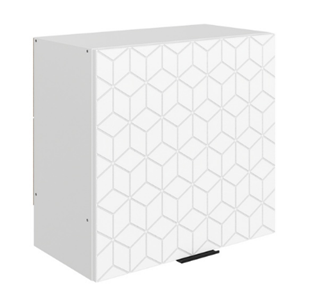 Настенный шкаф Стоун L600 Н566 (1 дв. гл.) с фрезировкой (белый/джелато софттач) в Чебоксарах