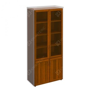 Шкаф для документов со стеклянными дверьми в рамке Мастер, темный орех (90х45х208) МТ 379 в Чебоксарах