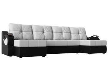 П-образный диван Меркурий П, Белый/черный (экокожа) в Чебоксарах