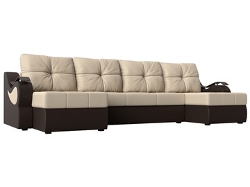 П-образный диван Меркурий П, Бежевый/коричневый (экокожа) в Чебоксарах