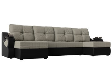 П-образный диван Меркурий П, Корфу 02 (рогожка)/черный (экокожа) в Чебоксарах