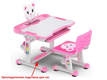 Стол растущий и стул Mealux EVO BD-04 Teddy New XL, WP, розовая в Чебоксарах