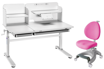 Комплект парта + кресло Iris II Grey + Cielo Pink + чехол для кресла в подарок в Чебоксарах