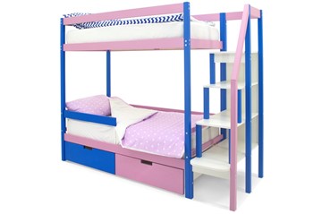 Детская двухэтажная кровать Svogen синий-лаванда в Чебоксарах