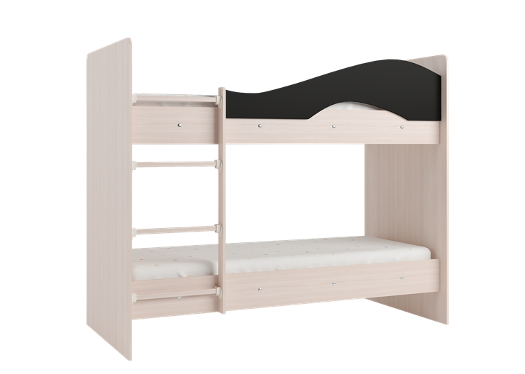 Детская  двухъярусная кровать Мая с 2 ящиками на щитах, корпус Млечный дуб, фасад Венге в Чебоксарах - изображение 3