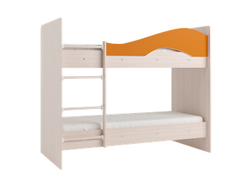 Кровать 2-ярусная Мая с 2 ящиками на щитах, корпус Млечный дуб, фасад Оранжевый в Чебоксарах - предосмотр 2