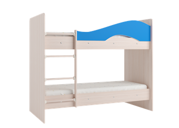 Кровать двухъярусная Мая с 2 ящиками на щитах, корпус Млечный дуб, фасад Синий в Чебоксарах - предосмотр 2