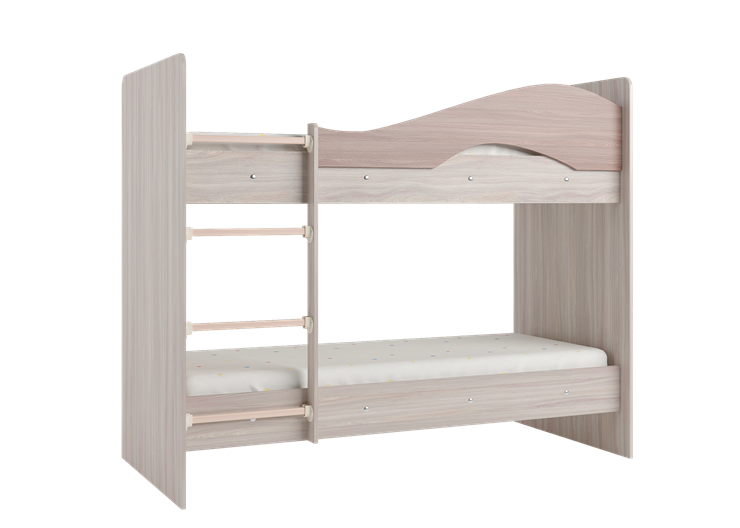 Детская 2-х ярусная кровать Мая с 2 ящиками на щитах, корпус Шимо светлый, фасад Шимо темный в Чебоксарах - изображение 2