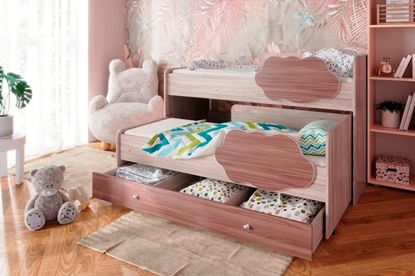 Двухэтажная детская кровать Соник 1.6 с ящиком, Ясень Шимо в Чебоксарах - изображение
