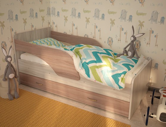 Кровать детская Максимка, корпус Шимо светлый, фасад Шимо темный в Чебоксарах - изображение
